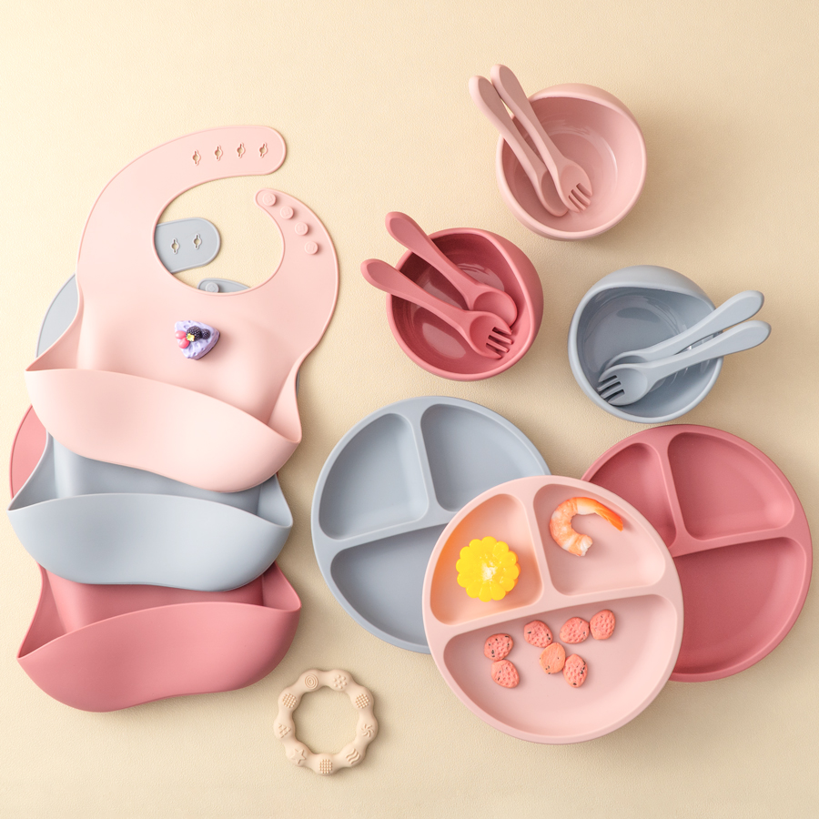 Baby Food Menu - 5Pcs 아기 실리콘 먹이 세트 어린이를위한
