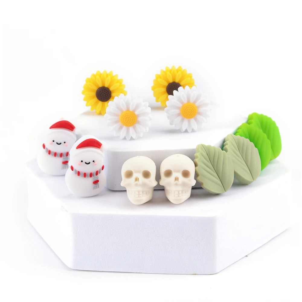 Baby Food Name - LOFCA 10pcs 리프 실리콘 비즈 도너츠
