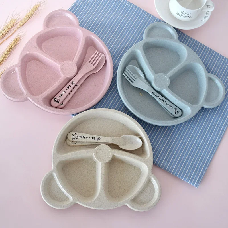 Baby Food Menu - 3개 세트 밀짚 아기 식기 만화