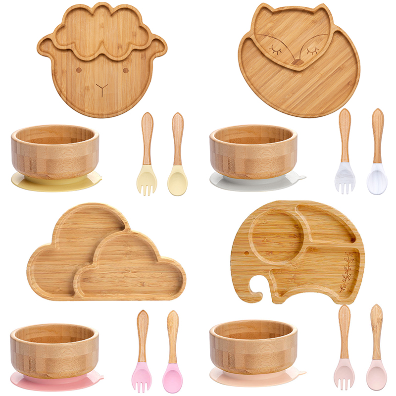 Baby Food Menu - 4pcs 어린이 식기 흡입 접시 그릇