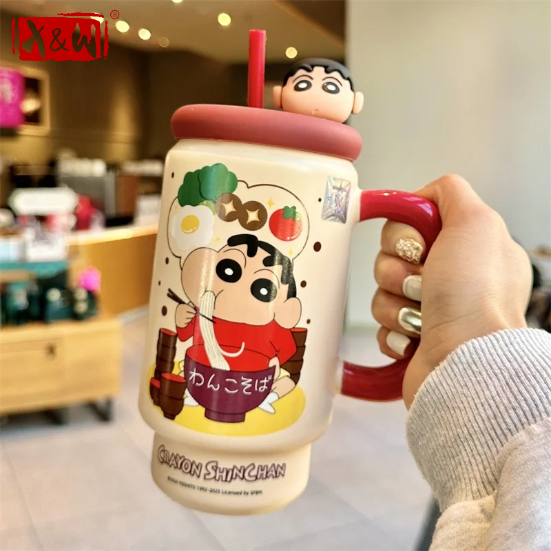Training Cup Straw - X&W 크레용신짱 세라믹 물컵 600ml 만화