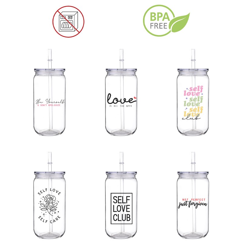 Training Cup Straw - 자기 사랑 다채로운 패션 그릴 인쇄
