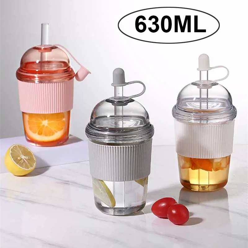 Training Cup Straw - 630ML 뚜껑과 빨대가 있는 휴대용 대용량