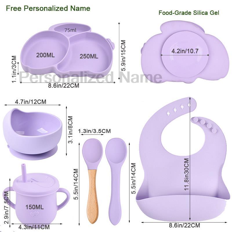 무료 맞춤형 이름 아기 실리콘 토끼 분할 접시 세트 아 - Baby Food Menu 리뷰 및 가격