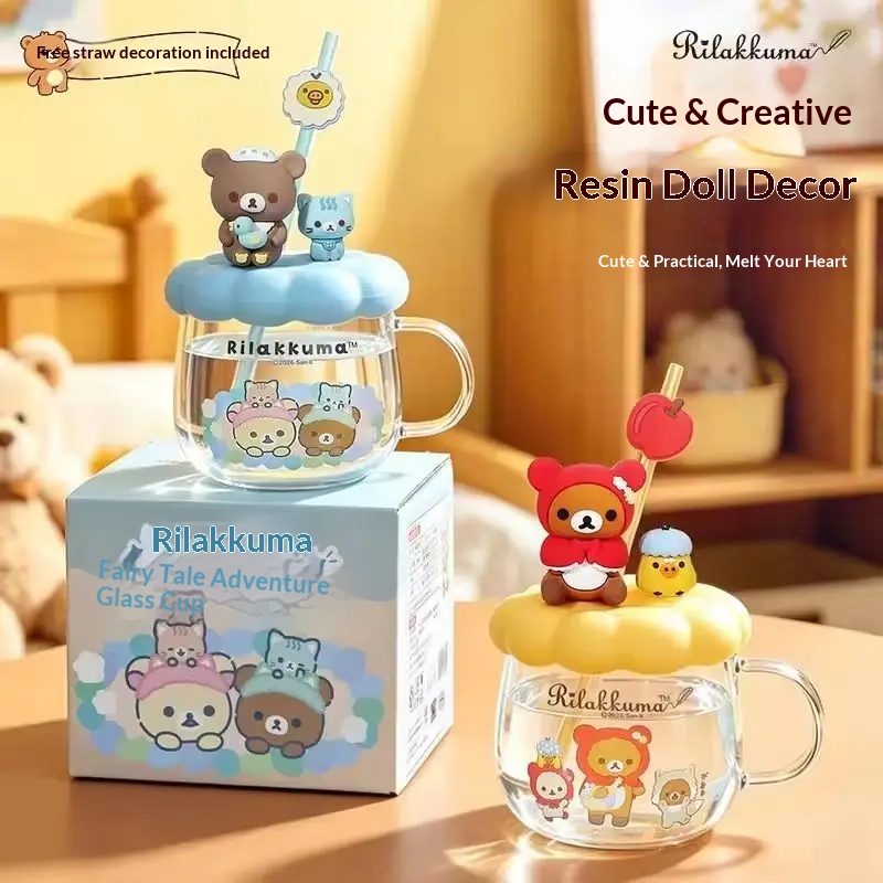 릴라쿠마 유리 물컵 뚜껑과 빨대 포함 고온 방지 귀여운 - Training Cup Straw 리뷰 및 가격