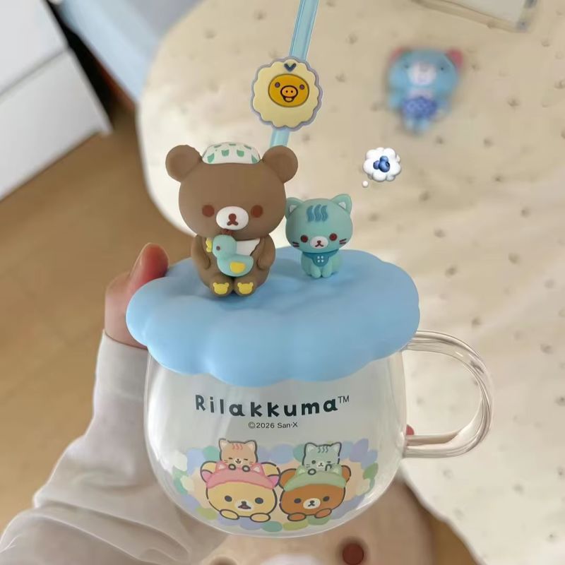 릴라쿠마 유리 물컵 뚜껑과 빨대 포함 고온 방지 귀여운 - Training Cup Straw 리뷰 및 가격