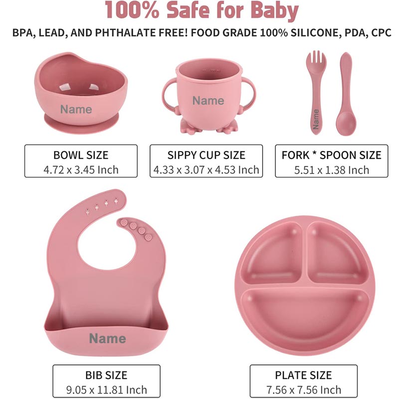 맞춤형 이름 아기 수유 세트, 실리콘 흡입 컵 접시,  - Baby Food Menu 리뷰 및 가격