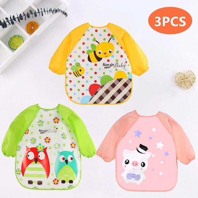 아기 Bibs 귀여운 다채로운 만화 방수 Bib 유아  - Baby Food Apron 리뷰 및 가격