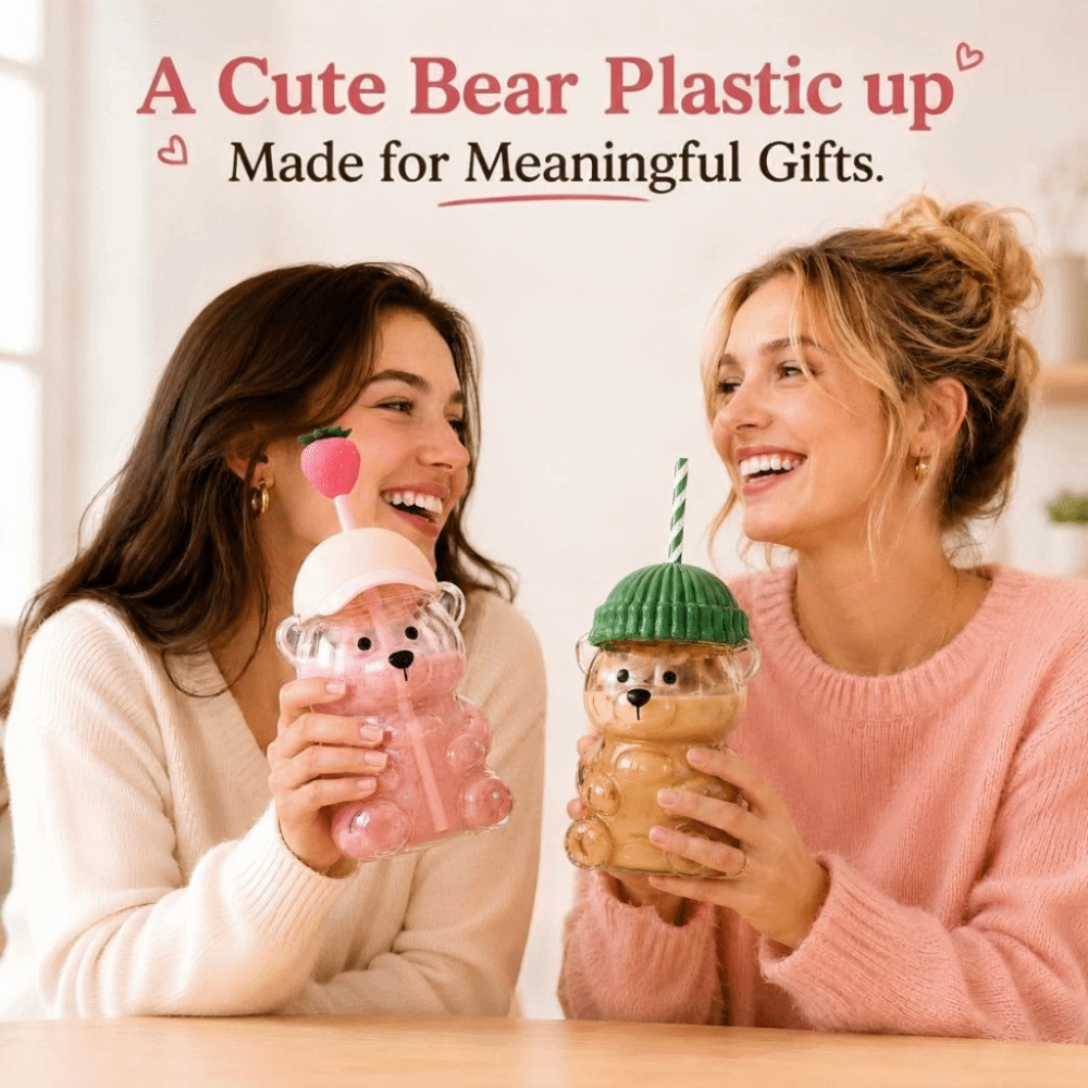 뚜껑이 있는 선물용 곰돌이 컵 투명 대용량 곰돌이 빨대 - Training Cup Straw 리뷰 및 가격