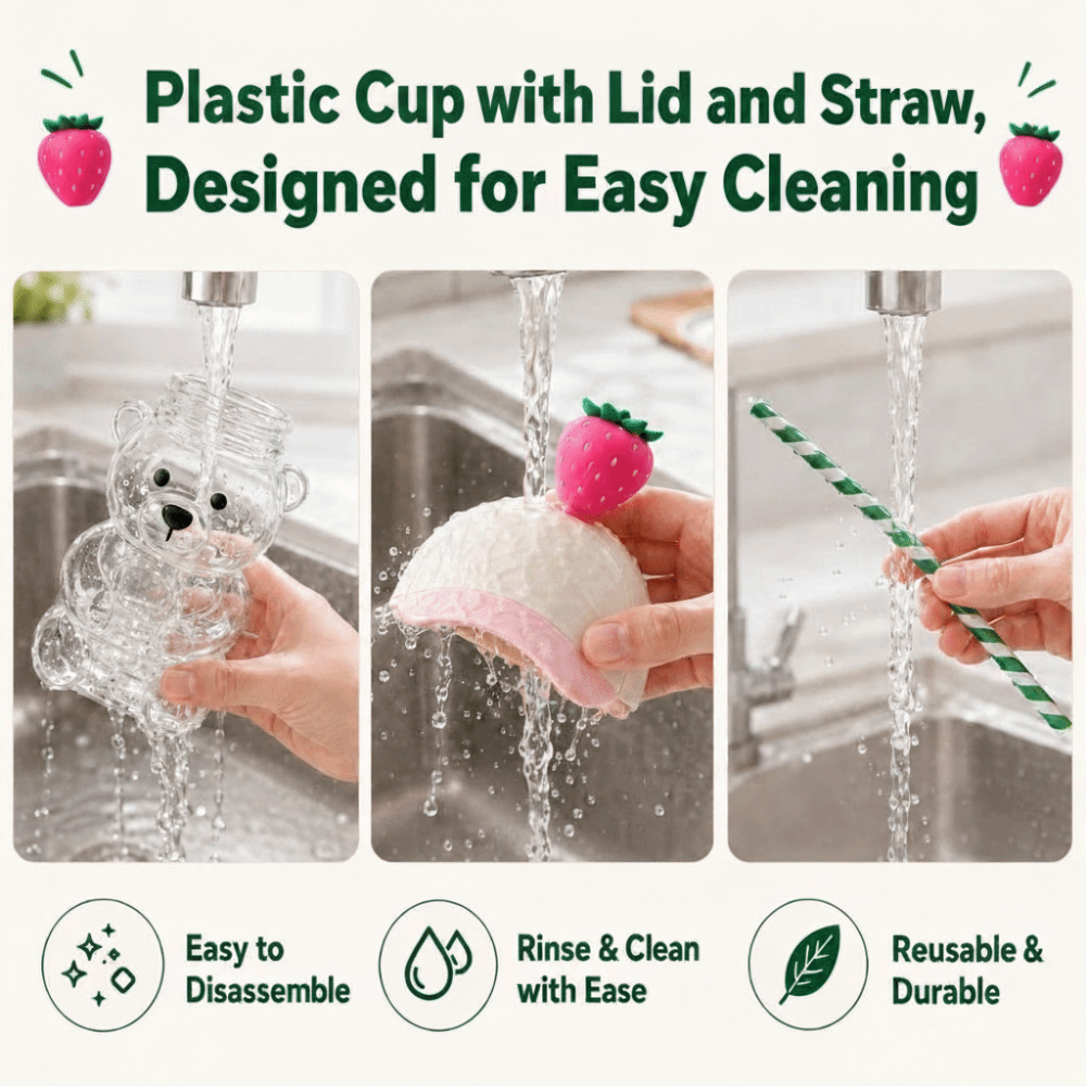 뚜껑이 있는 선물용 곰돌이 컵 투명 대용량 곰돌이 빨대 - Training Cup Straw 리뷰 및 가격