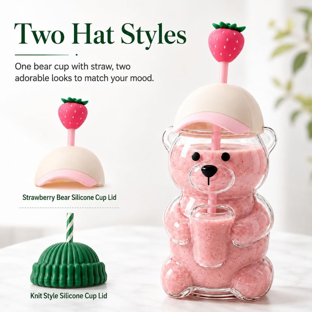 뚜껑이 있는 선물용 곰돌이 컵 투명 대용량 곰돌이 빨대 - Training Cup Straw 리뷰 및 가격
