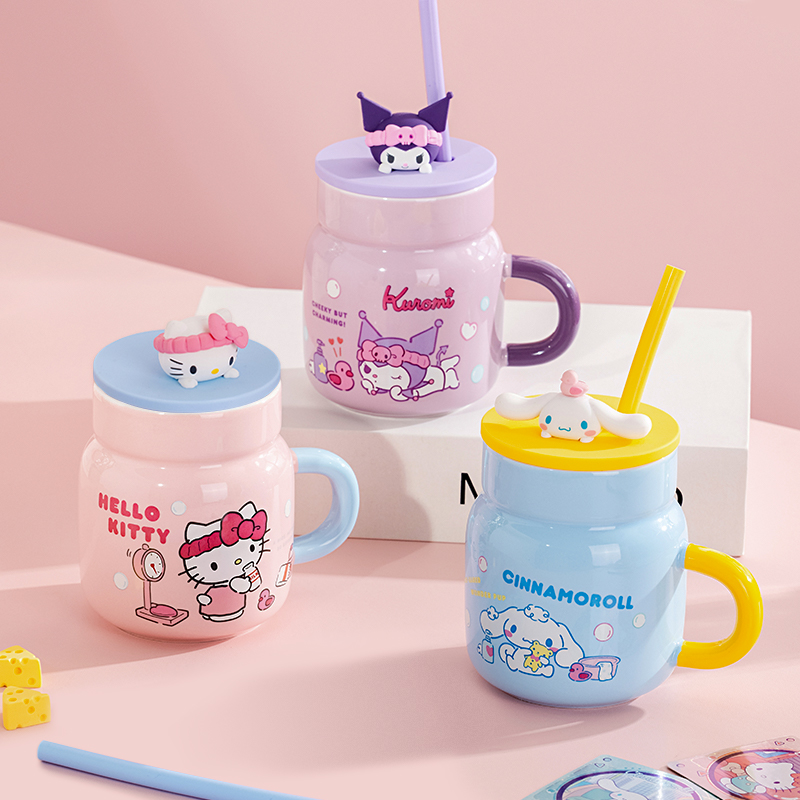산리오 450ml 세라믹 머그컵 헬로키티 쿠로미 만화  - Training Cup Straw 리뷰 및 가격