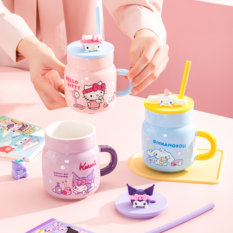 산리오 450ml 세라믹 머그컵 헬로키티 쿠로미 만화  - Training Cup Straw 리뷰 및 가격
