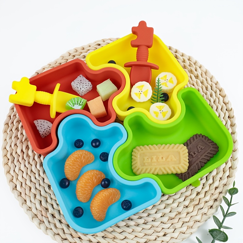 6개/세트 아기용 실리콘 식기 세트에는 스푼 1개, 포 - Baby Food Menu 리뷰 및 가격