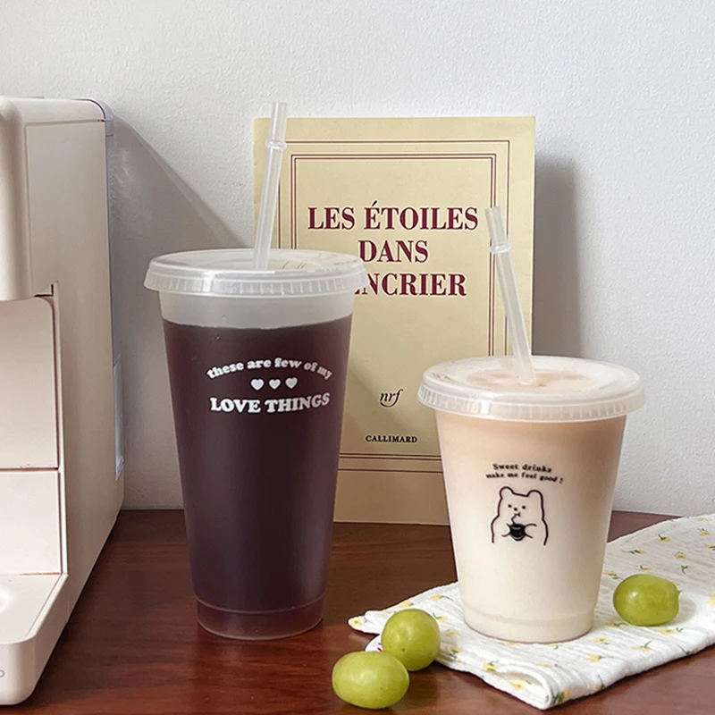 커피 주스 우유 차용 물컵 귀여운 플라스틱 냉음료 컵  - Training Cup Straw 리뷰 및 가격