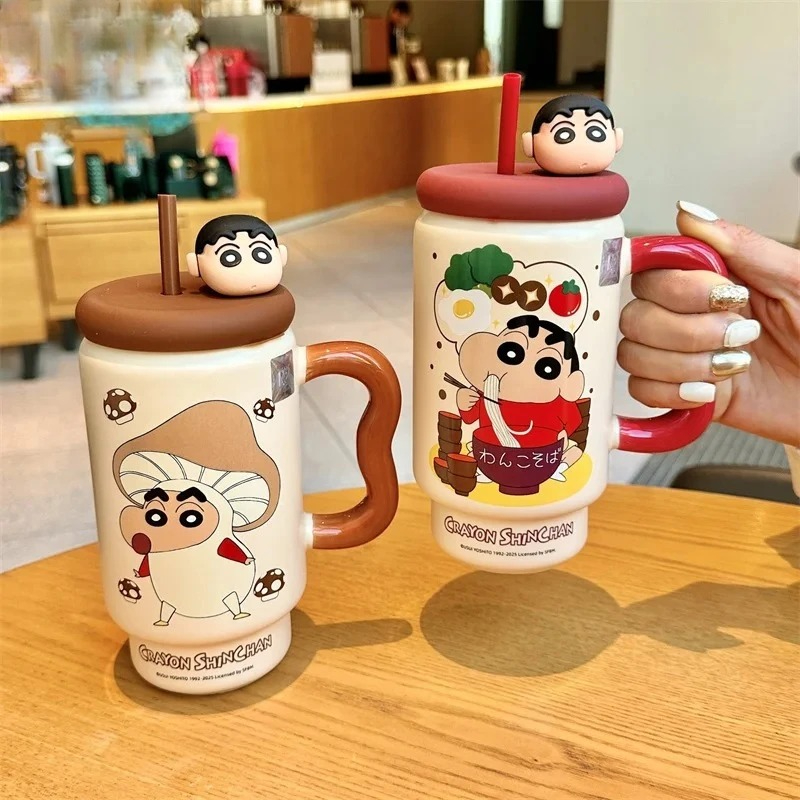 X&W 크레용신짱 세라믹 물컵 600ml 만화 캐릭터  - Training Cup Straw 리뷰 및 가격